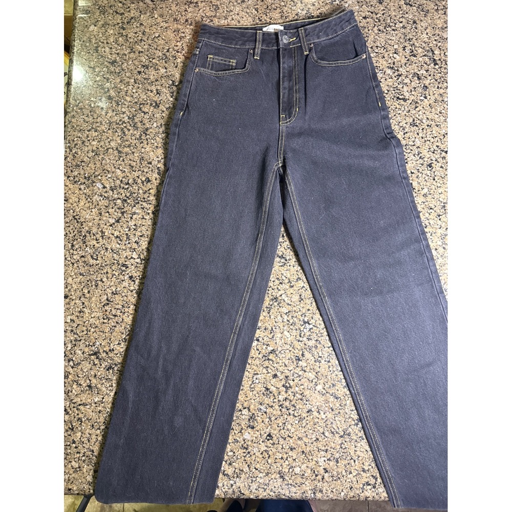 PacSun 90s Boyfriend Jeans Dark Wash Black Denim Gold Stitching 26 860H0231600